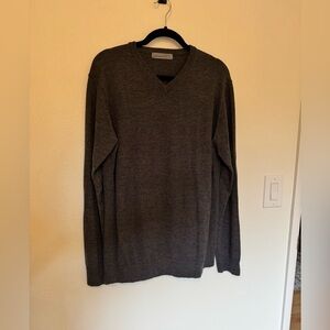 Icebreaker Mens 100% Wool V Neck Sweater Size Large Heather Gray EUC